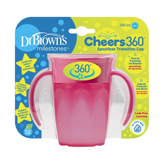 Dr Brown Pink 360 Glass Without Mouthpiece 200ml
