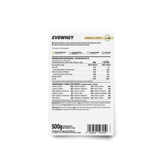 HSN Evowhey Protein Sin Edulcorantes Vainilla y Café 500g