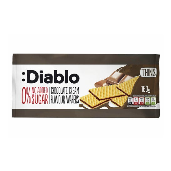 :Diablo Chocolate Cream Flavour Wafers Thins No Added Sugar 160g