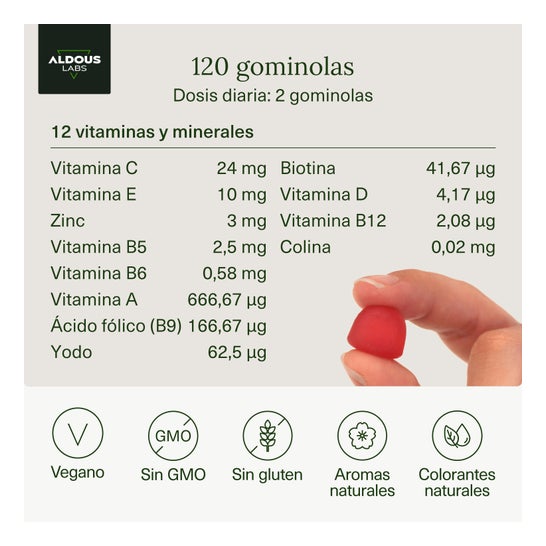 Aldous Labs Multivitaminas Sabor Mora 120 gummies
