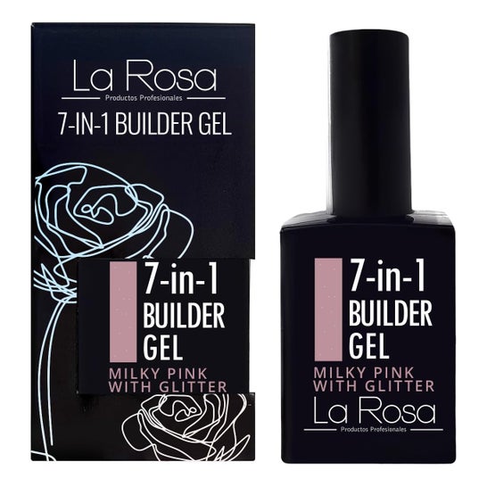 La Rosa Builder Gel 7 In 1 Milky Pink Glitter 15 ml