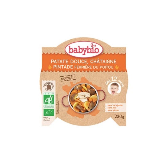 Menú diario Babybio desde hace 12 meses Plato de camote y castaño de indias 230 gramos