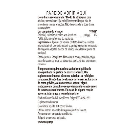 Solgar Selenio 100mcg 100comp