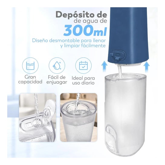 Irrigator do zębów przenośny Aquapik UltraCare Plus 8 końcówek 5 trybów 300 ml (Niebieski)