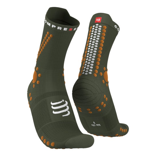 Compressport Pro Racing Socks Trail Size 2 Green Dark Cheddar 1 Paio