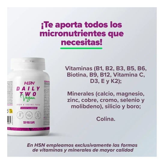 HSN Daily Two Multivitamínico Sin Hierro Ni Yodo 120vcaps