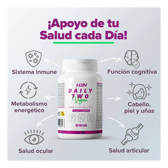 HSN Daily Two Multivitamínico Sin Hierro Ni Yodo 120vcaps