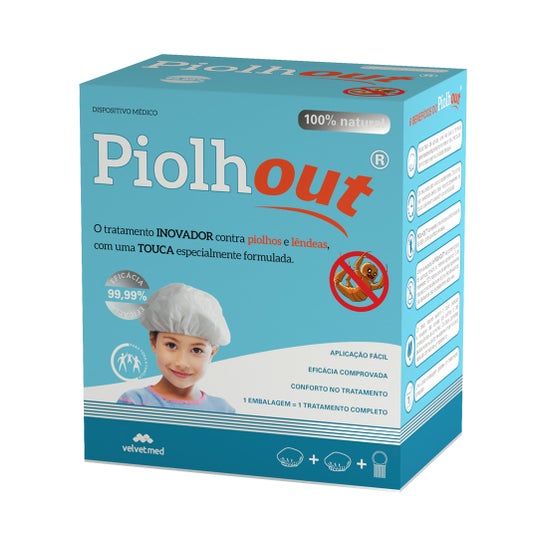 Velvetmed Piolhout Set Tratamento Piolhos Lêndeas 2 Toucas + Pente