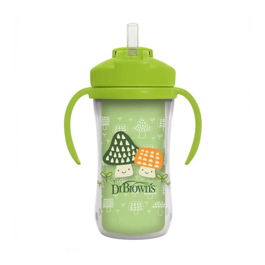 Dr Brown's Vaso Pajita Aislado Asas Verde Setas 300 ml 1 ud
