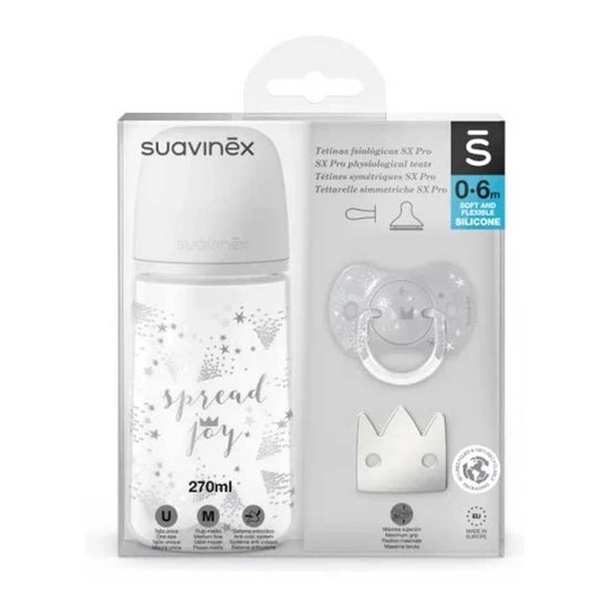 Suavinex Spread Joy Box 0-6m Grey Bottle + Soother + Clip