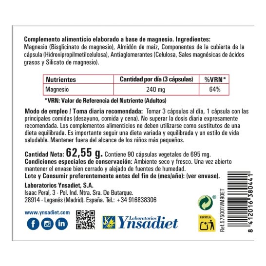 Vitaminas y Minerales Bisglicinato de Magnesio 90vcaps Vitaminas y Minerales Bisglicinato de Magnesio 90vcaps