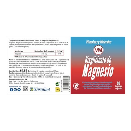 Vitaminas y Minerales Bisglicinato de Magnesio 90vcaps Vitaminas y Minerales Bisglicinato de Magnesio 90vcaps