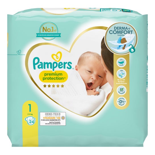 Pampers Couches Taille 0 (<3 kg) Premium Protection, 24 Couches