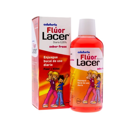 Lacer 0,05% Fluor Mundspülung mit Erdbeergeschmack 500ml