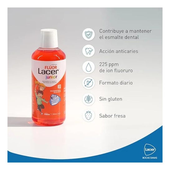 Lacer 0,05% Fluor Mundspülung mit Erdbeergeschmack 500ml Lacer 0,05% Fluor Mundspülung mit Erdbeergeschmack 500ml