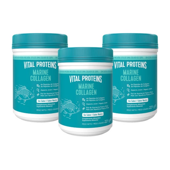 Vital Proteins Pack Marine Collagen Péptidos de Colágeno Sin Sabor 3x221g