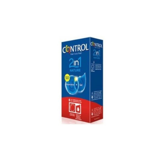 Controle Natureza 2 Em 1 Preservativo + Gel 6u