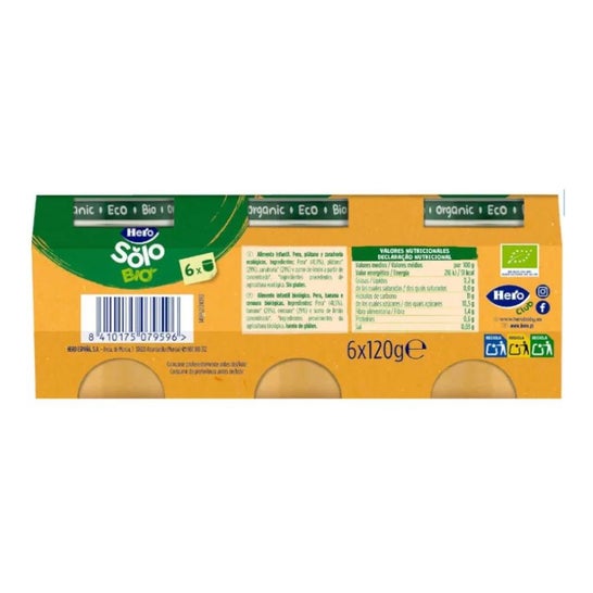 Hero Baby Solo Pera Platano y Zanahoria 120g Hero Baby Solo Pera Platano y Zanahoria 120g