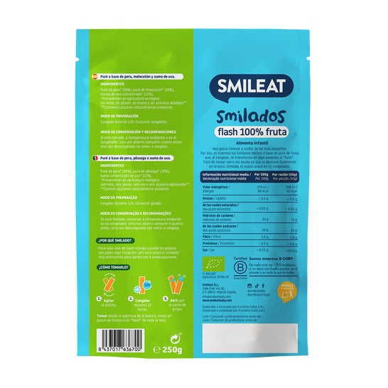 Smileat Smilado Flash Ecológico de Pera y Melocotón 50 g