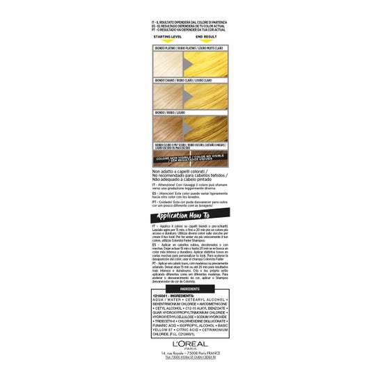 L'Oreal Tinte Colorista Washout 18 Amarillo 80ml