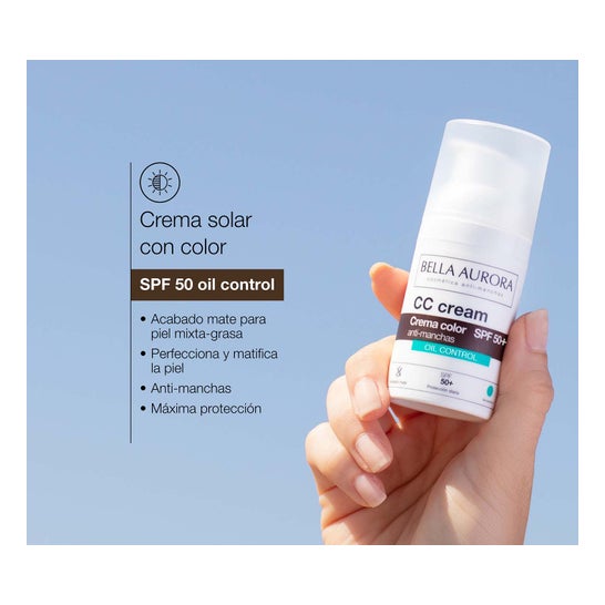 Bella Aurora CC Cream Crema Color Anti-Manchas SPF50+ Oil Control 30ml