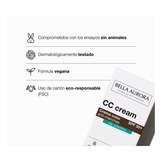Bella Aurora CC Cream Crema Color Anti-Manchas SPF50+ Oil Control 30ml