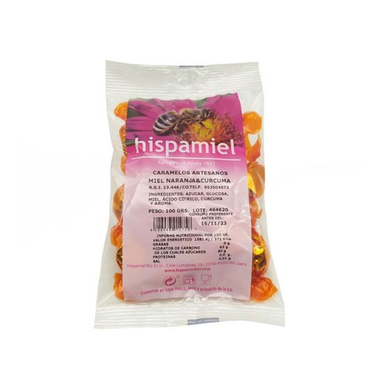 Hispamiel Caramelos Miel Naranja & Curcuma 100g