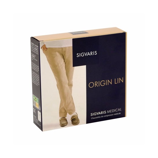 Sigvaris Origin Linen 2 calzini da uomo LL Ecru 1 paio