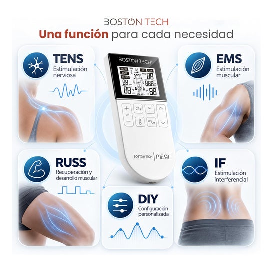 Boston Tech Elektrostimulator TENS EMS 5i1 Genopladelig Blå