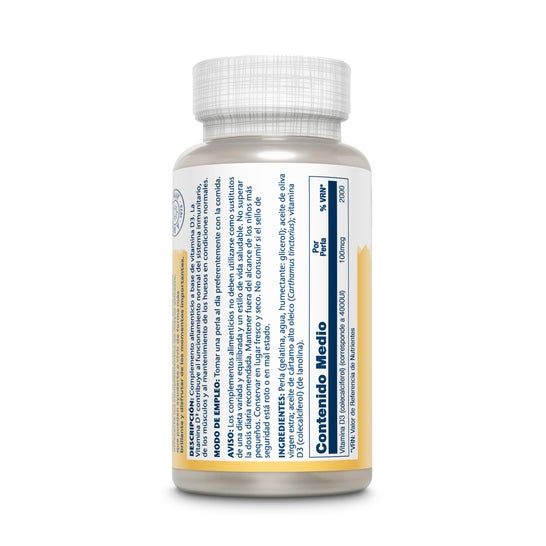 Solaray Super D3 100Mg 4000Ui 100 Parels