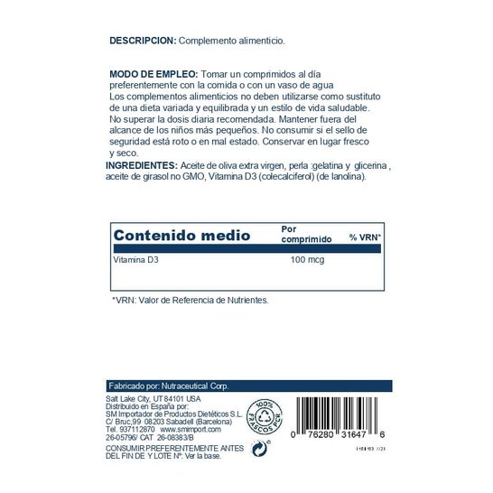 Solaray Super D3 100mg 4000ui 100 perlas Solaray Super D3 100mg 4000ui 100 perlas