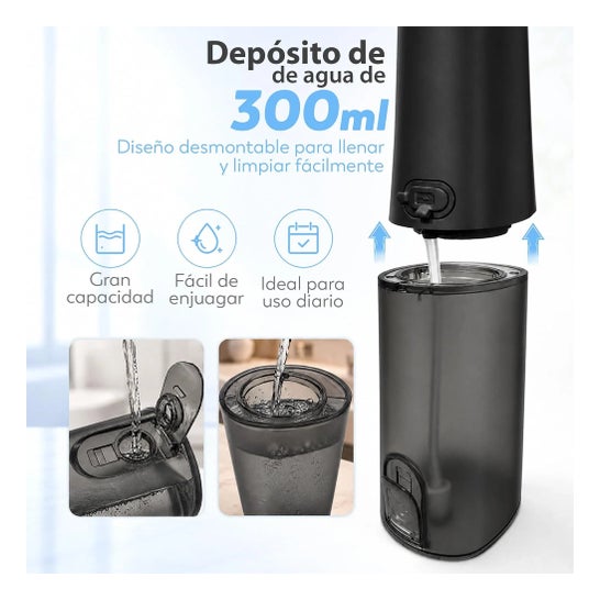 Akvapik UltraCare Plus Bærbar Tandrenser 8 Mundstykker 5 Indstillinger 300 ml (Sort)