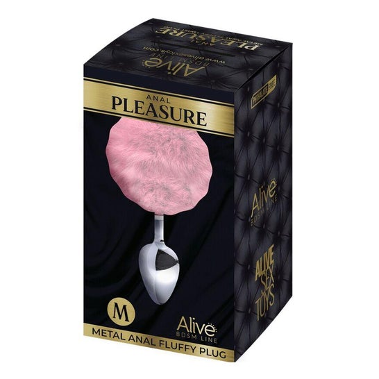 Alive Anal Pleasure Plug Liso Metal Pompón Rosa Talla M 1ud