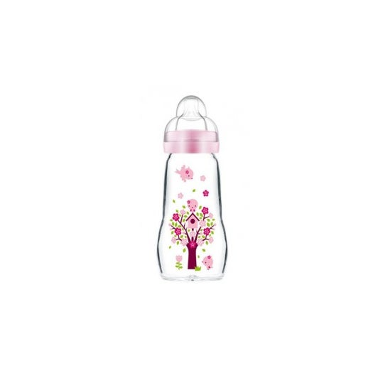 MAM Botella de vidrio rosa 2 meses y + Dbit 2 Botella 260 ml