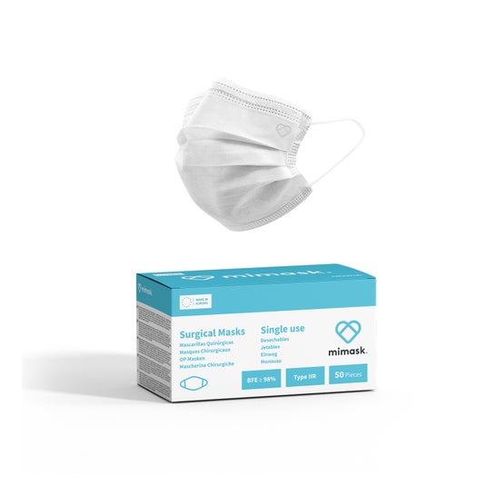 MiMask NR Type IIR Surgical Face Mask White 50 units