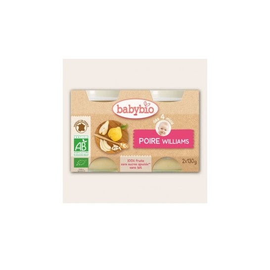 Babybio Organic Pear Jars en 4 Meses 2 X130 g