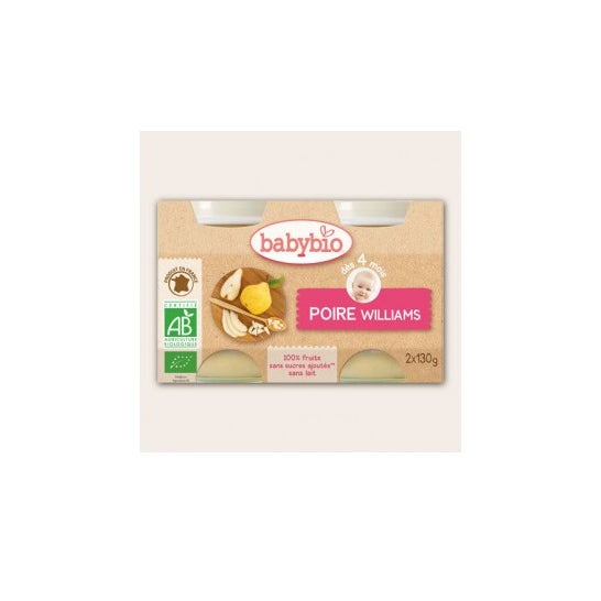 Babybio Organic Pear Jars en 4 Meses 2 X130 g