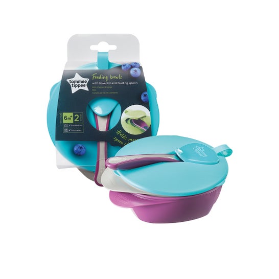 Tommee Tippee Pack 2 Feeding Bowls with Spoon and Lid