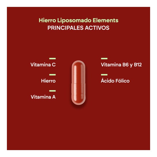 Nutralie Hierro Liposomal 30 mg + Vitaminas C + A + B6 + B12 Cansancio 60 caps
