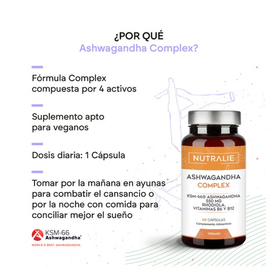 Nutralie Ashwagandha Complex + Vitaminas B6, B12 y Rodiola 60caps