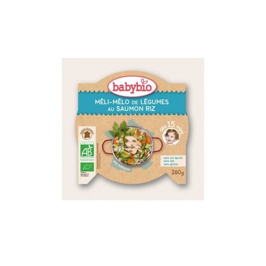 Babybio Organic Mini Dish Mli Mlo of Vegetables with Salmon Rice in 15 months 260g Babybio Organic Mini Dish Mli Mlo of Vegetables with Salmon Rice in 15 months 260g
