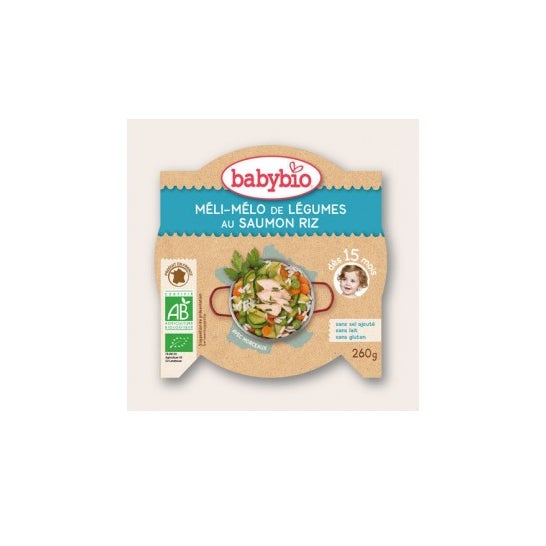 Babybio Organic Mini Dish Mli Mlo of Vegetables with Salmon Rice in 15 months 260g Babybio Organic Mini Dish Mli Mlo of Vegetables with Salmon Rice in 15 months 260g