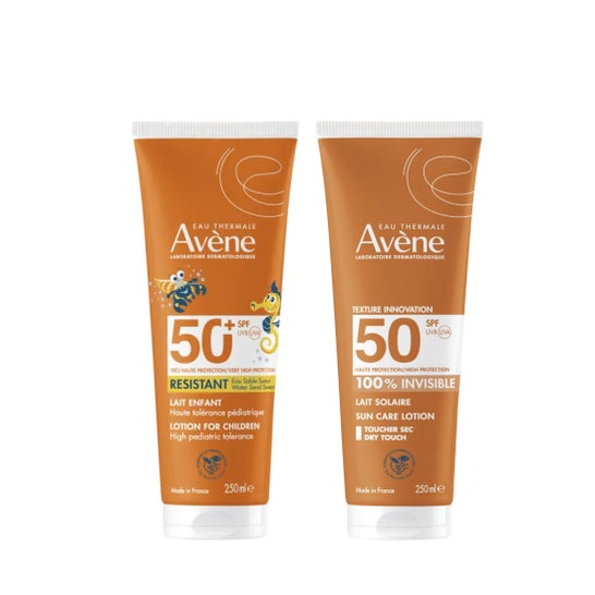 Avène Pack Leche Invisible SPF50 250ml + Leche SPF50+ Pediátrico 250ml