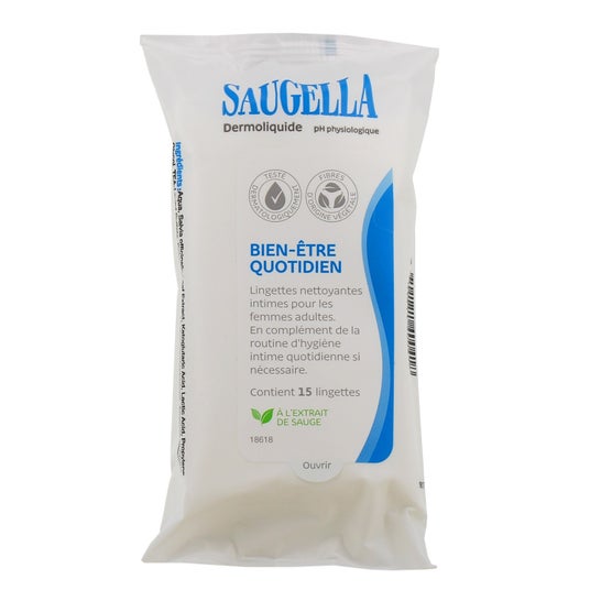 Saugella Bienestar Diario Toallitas Limpiadoras 15 uds