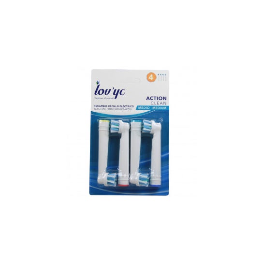 Lovyc Action Clean Medium Elektrische Tandenborstel Vervangingsborstelkop 4 stuks