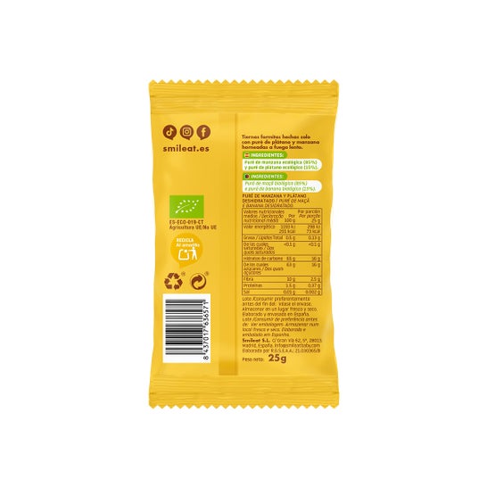 Smileat Triboo Snack Ecológico de Plátano y Manzana 25 g