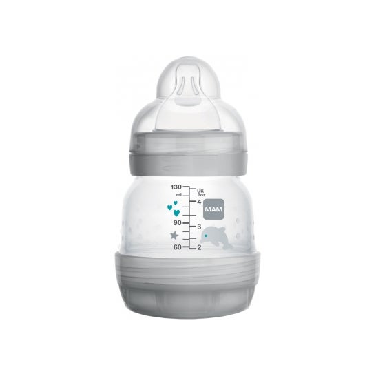 MAM - Biberon Easy Start anticolica 0+ mesi (130 ml) Lino - Biberon con  ciuccio in silicone flusso 0 ideale per l'allattamento misto - Biberon per