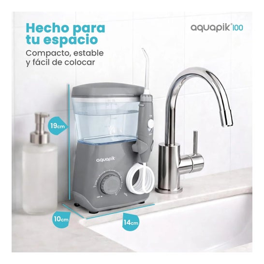 Aquapik100® Waterflosser Irrigador Dental 600 ml 10 Niveles Gris 1 ud