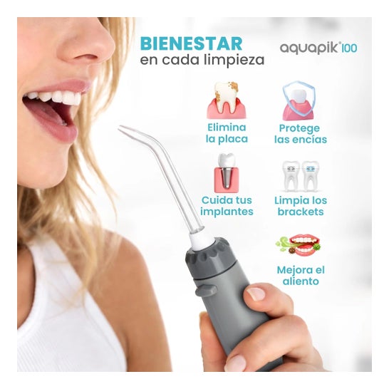 Aquapik100® Waterflosser Irrigador Dental 600 ml 10 Niveles Gris 1 ud