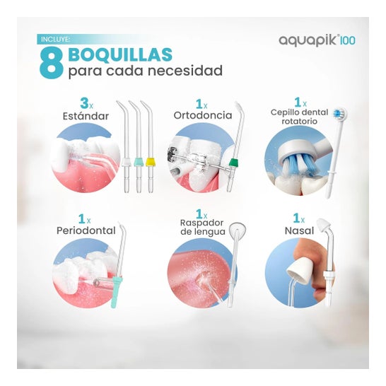 Aquapik100® Waterflosser Irrigador Dental 600 ml 10 Niveles Gris 1 ud